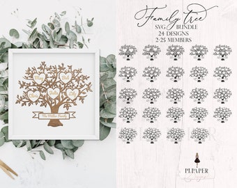 Family tree svg bundle 2-25 members, Family tree svg bundle, Tree of life svg,Family reunion svg, custom family tree svg, cricut svg