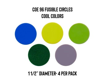 Oceanside COE96 Precut Glass 1 1/2" Circles - Cool Colors