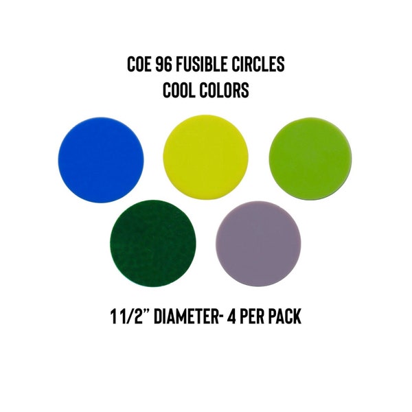 Oceanside COE96 Precut Glass 1 1/2" Circles - Cool Colors