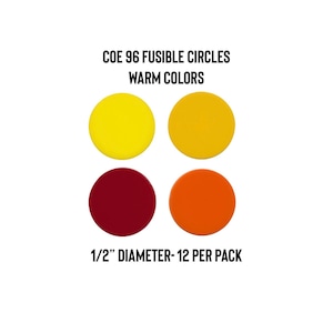 Oceanside COE96 Precut Glass 1/2&quot; Circles - 12 pack - Warm Colors | Fused Glass | Stained Glass | Glass Crafts | Glass Art Supplies