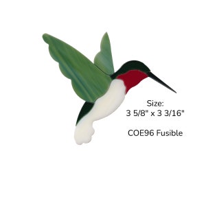 Oceanside COE 96 Precut Glass Hummingbird - Fused Glass | Stained Glass | Glass Art Supplies | Glass Shape