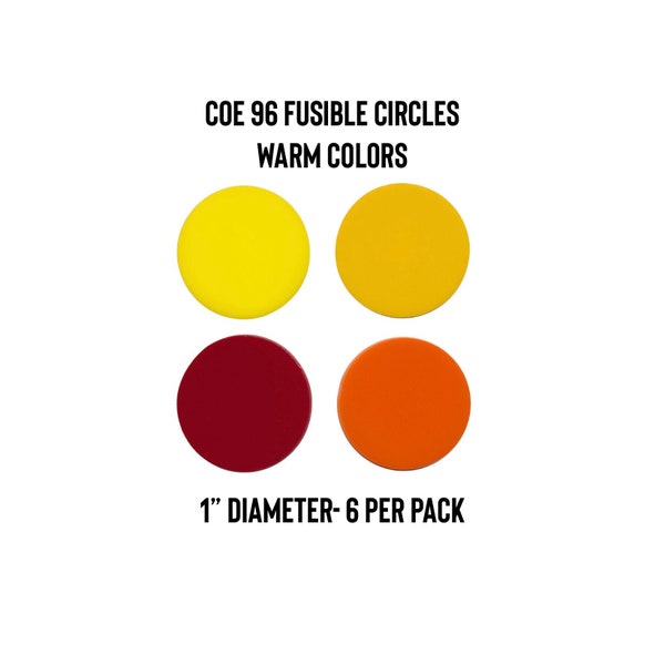 Oceanside COE96 Precut Glass 1" Circles - Warm Colors | Fused Glass | Stained Glass | Glass Crafts | Glass Art Supplies