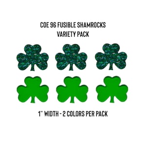 Oceanside COE 96 Precut Glass 1&quot; Shamrocks - Variety Pack | Fused Glass | Stained Glass | Glass Art Supplies | St. Patrick&#39;s Day