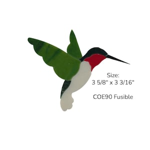 Bullseye COE 90 Precut Glass Hummingbird - Fused Glass | Stained Glass | Glass Art Supplies | Glass Shape