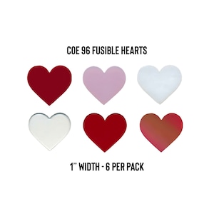 Oceanside COE 96 Precut Glass 1” Hearts | Fused Glass | Stained Glass | Glass Crafts | Glass Art Supplies