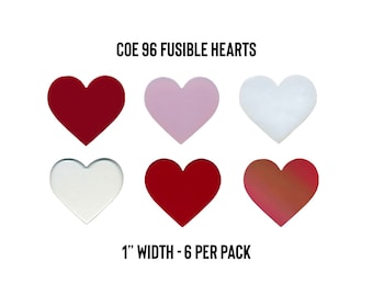 Oceanside COE 96 Precut Glass 1” Hearts | Fused Glass | Stained Glass | Glass Crafts | Glass Art Supplies