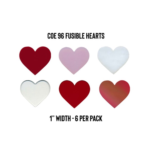 Oceanside COE 96 Precut Glass 1” Hearts | Fused Glass | Stained Glass | Glass Crafts | Glass Art Supplies