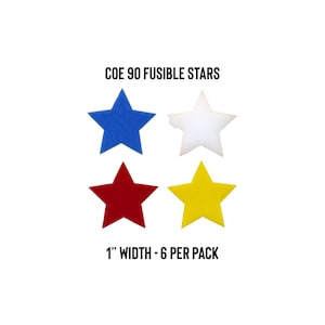 Bullseye COE 90 Precut Glass 1&quot; Stars | Fused Glass | Stained Glass | Glass Crafts | Glass Art Supplies