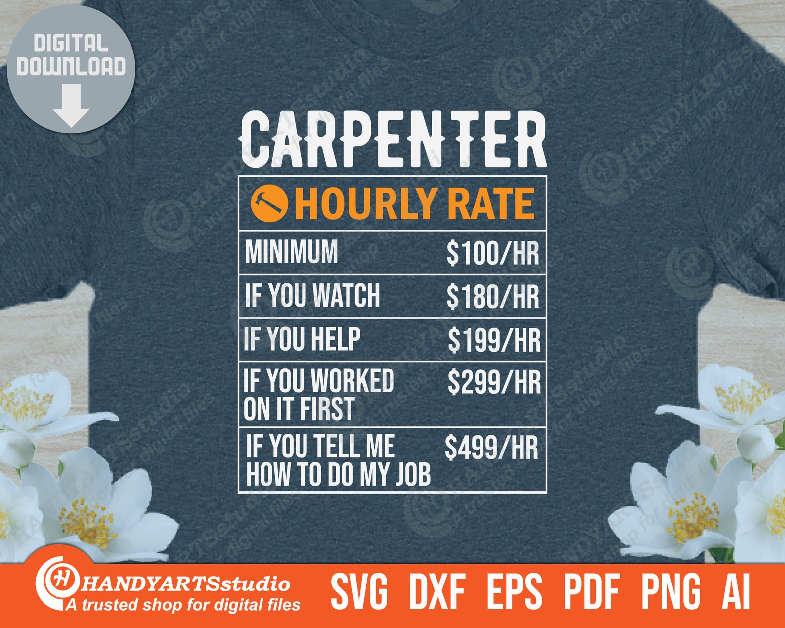 Carpenter Hourly Rate Svg Cutting File Wood Worker Svg Etsy