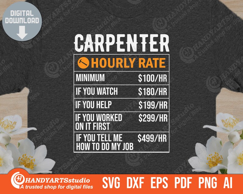 Carpenter Hourly Rate Svg Cutting File Wood Worker Svg Etsy