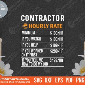 Contractor hourly rate svg cutting file, hourly rate wall art, Contractor decal svg, Contractor monogram svg