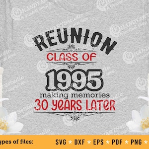 Wiedervereinigungsklasse von 1995 SVG-Schnittdatei: Feiern Sie 30 Jahre zusammen, Wiedervereinigung 30 Jahre später, T-Shirt-Design, Wiedervereinigung Clip Art