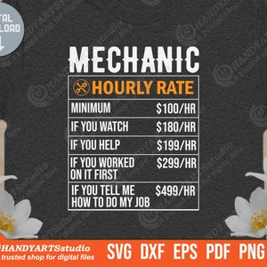 Mechanic hourly rate svg cutting file, car repair svg, Mechanic decal svg, Mechanic shop monogram svg