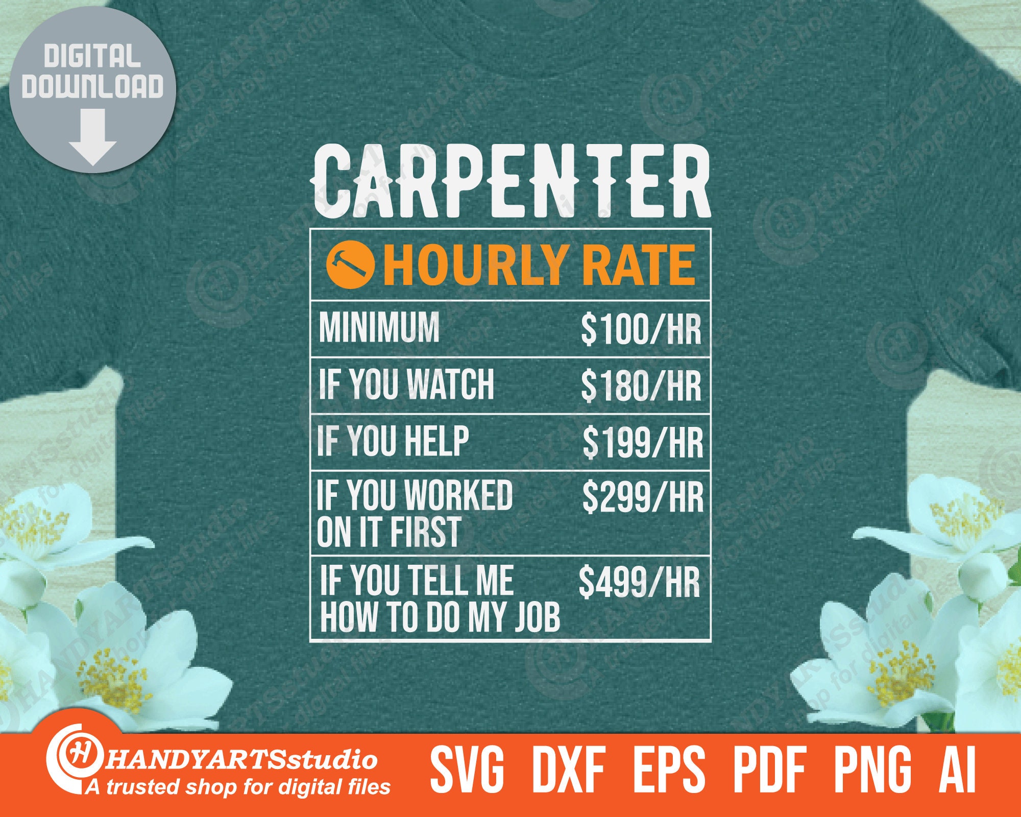 Carpenter Hourly Rate Svg Cutting File Wood Worker Svg Etsy