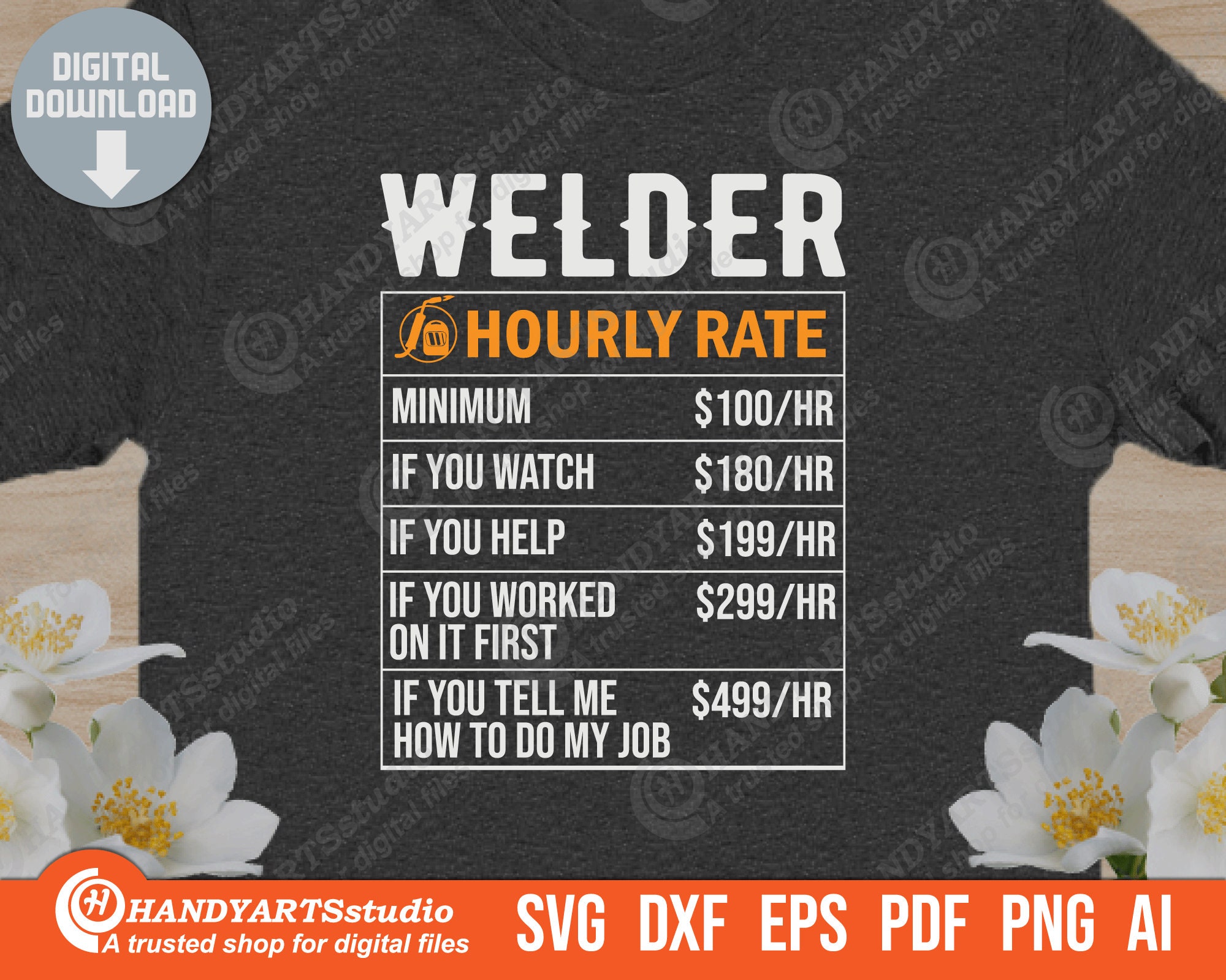 Welder Hourly Rate Svg Cutting File Hourly Rate Wall Art Etsy
