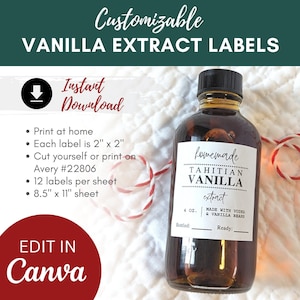 Editable Vanilla Extract Labels | DIY Teacher Gift (Instant Download)