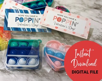 Printable Pop Its Valentine's Day Cards | Popit Valentine's | Fidget Toy Printable Valentine's Day Card | School Valentines
