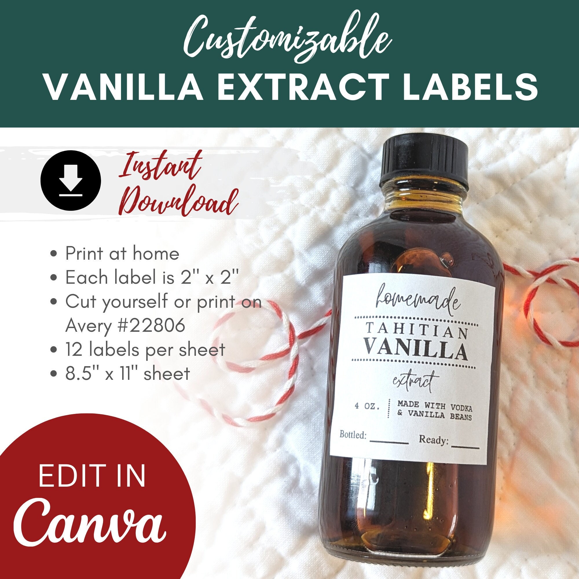 Homemade Vanilla Extract Labels & Recipe – Fun-Squared