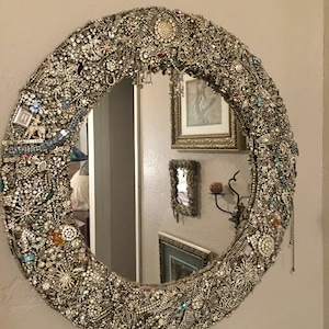 Wall Mirror-Authentic Vintage Rhinestone Jewelry
