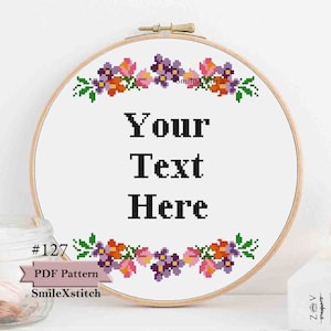 Flower Frame Cross Stitch Pattern, Border Cross Stitch Pattern 