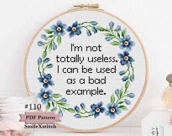 Funny cross stitch pdf pattern "Bad example" sassy funny diy wall decor funny gift modern cross stitch needlework embroidery chart