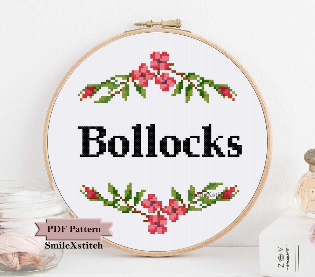 Funny Cross Stitch Pattern bollocks Rude Cross Stitch DIY Funny Wall