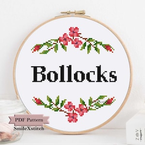 面白いクロスステッチのパターン「bollocks」失礼なクロスステッチDIY面白い壁掛けフープ装飾皮肉なクロスステッチ面白い刺繍針仕事