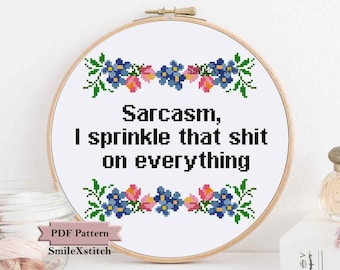 Sarcastic cross stitch pattern funny cross stitch pdf or kit pdf download funny wall decor wall hanging sarcastic rude humour craft gift