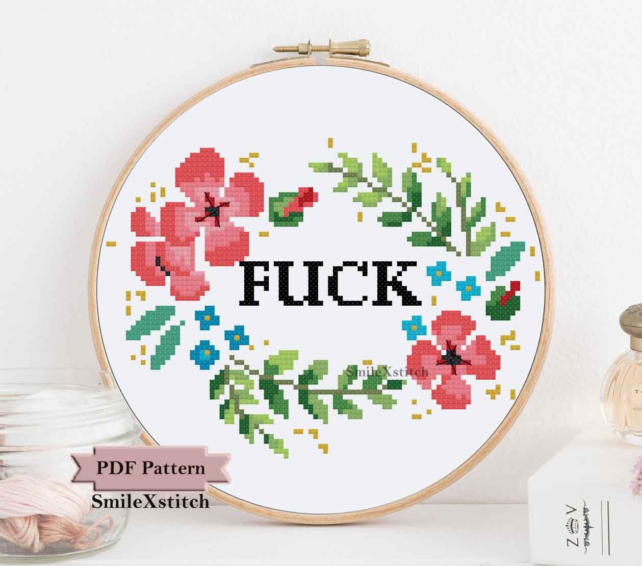 Funny Cross Stitch Pattern Fuck Rude Swearing Inappropriate Subverisve