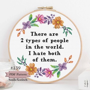 Funny cross stitch pattern for download funny mature introvert jokes humor subversive sassy snarky modern cross stitch chart beginner
