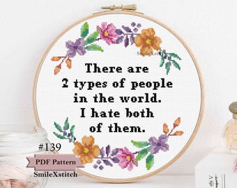 Funny cross stitch pattern for download funny mature introvert jokes humor subversive sassy snarky modern cross stitch chart beginner