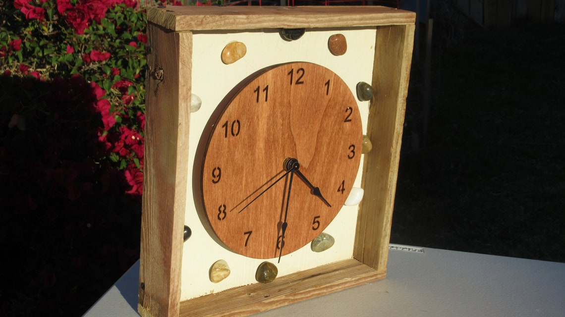 Rustic Cedar Wood Shadow Box Clock Etsy