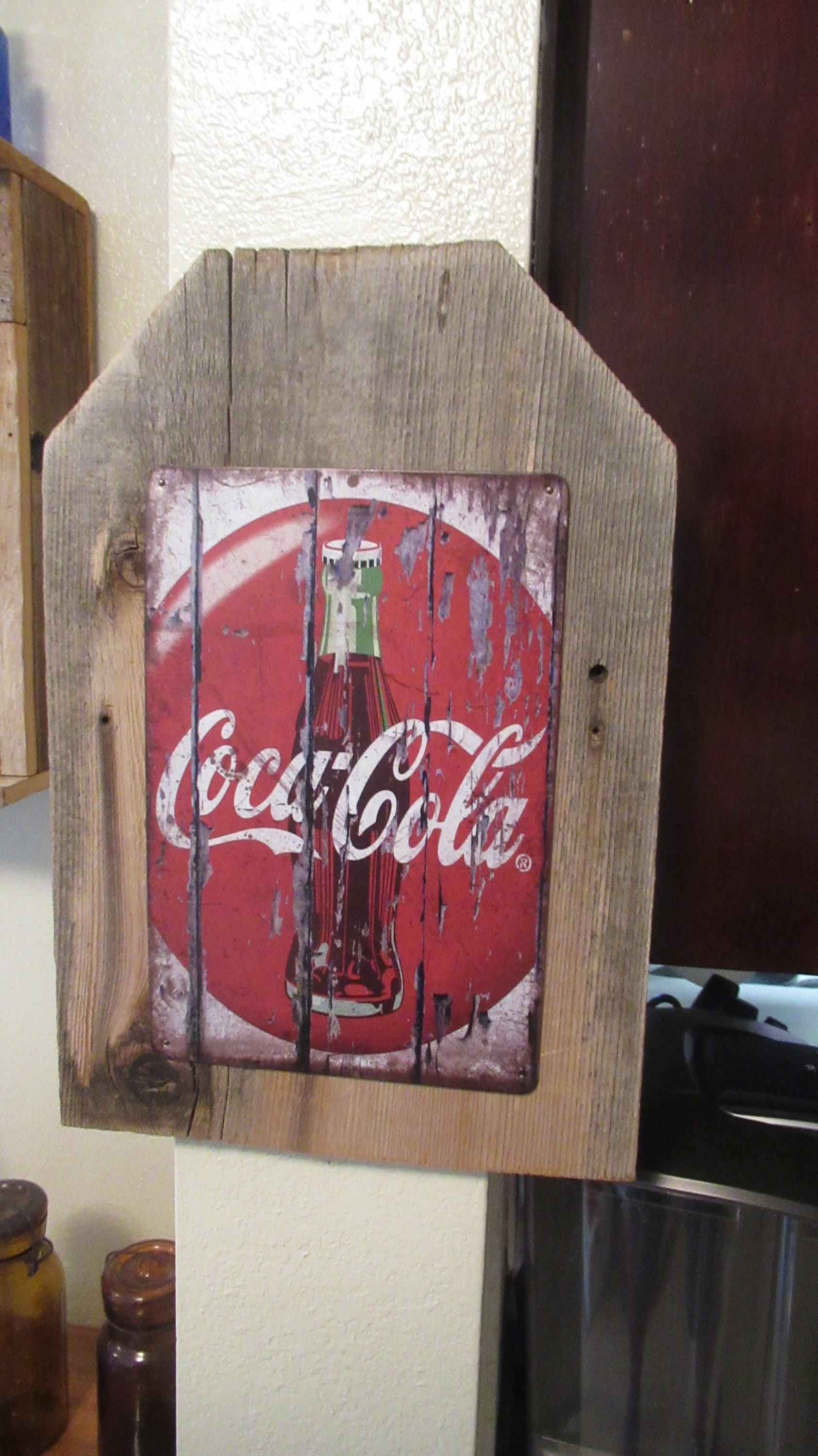 Vintage Coca Cola Sign on Cedar Wood Etsy
