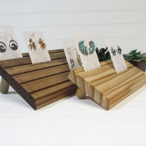 Elevated Wood Earring Card display, Earring display Stand, Earring Display for Craft Show, Retail Jewelry Card Display