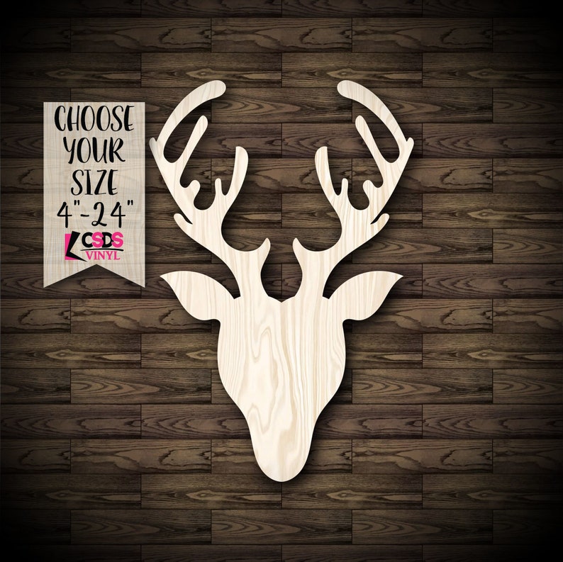 Deer Head Shape Wood Cut Out Choose from 21 Sizes