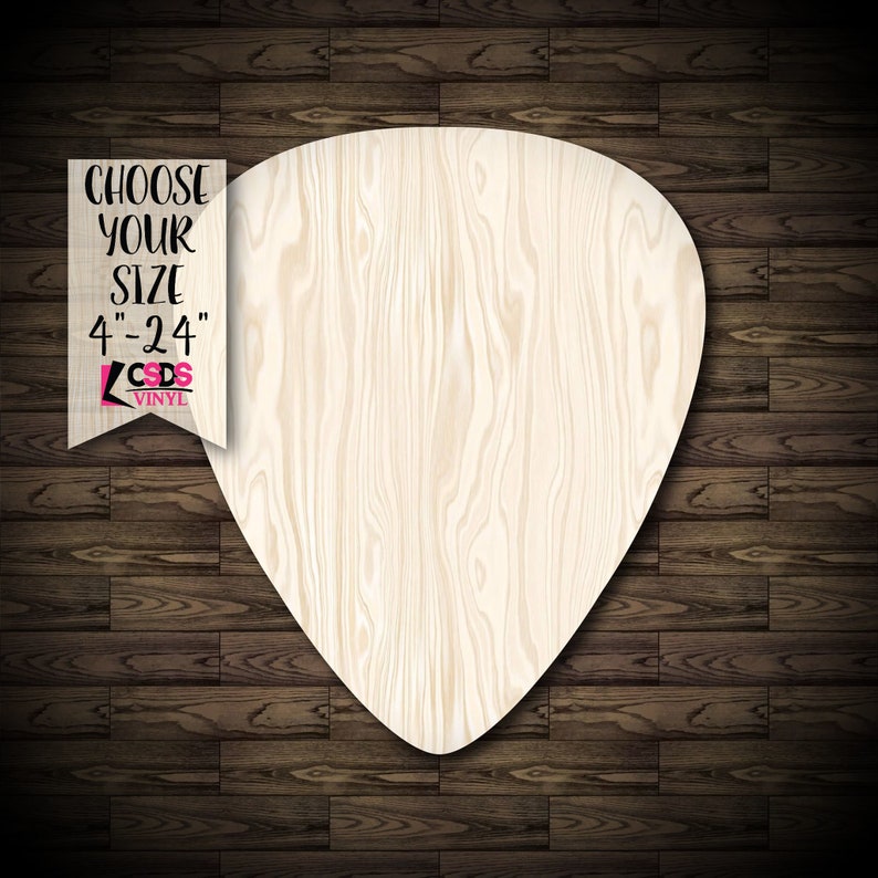Guitar Pick Wood Cut Out Choose from 21 Sizes Etsy