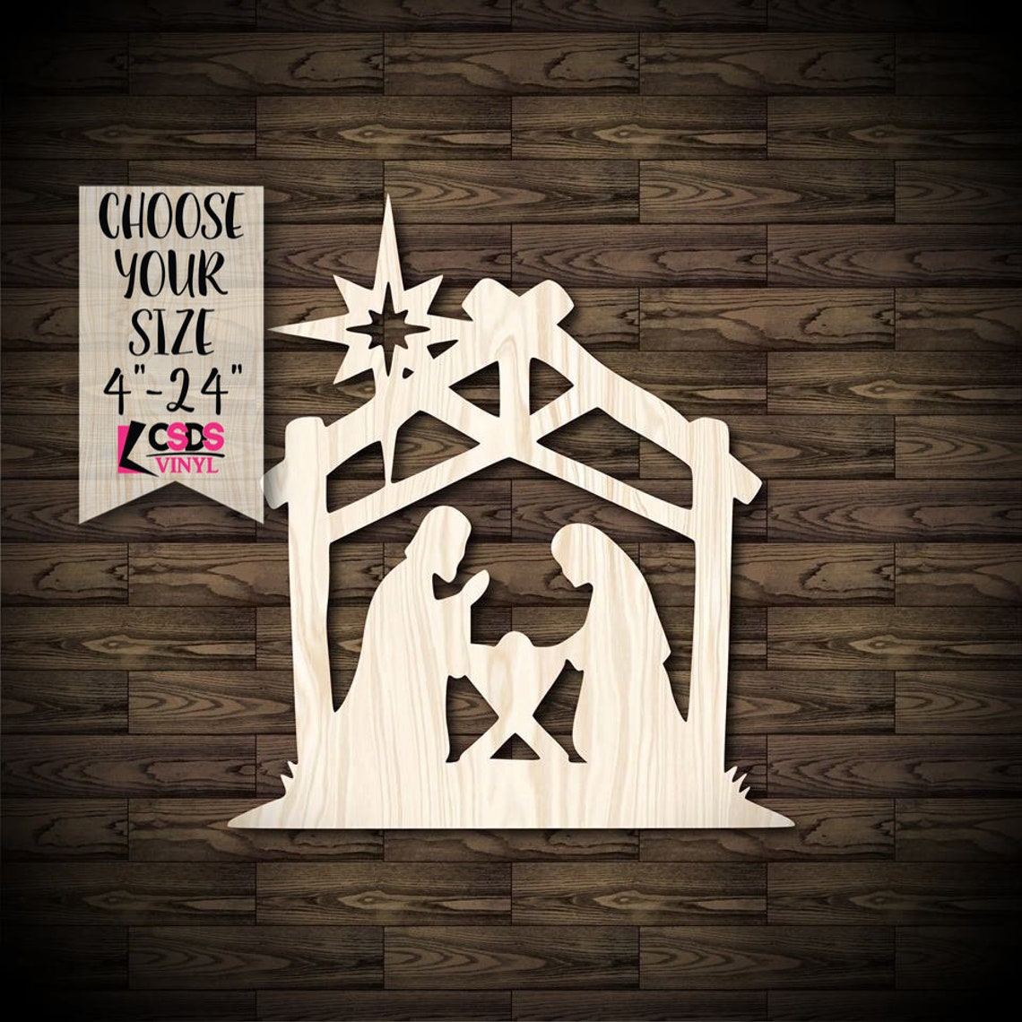 Nativity Scene Christmas Wood Cut Out Choose from 21 Sizes Etsy