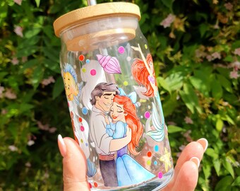 Ariel Magical Glass Character Cup, Cold Coffee, Eco-friendly, Handmade - Available in 16 designs