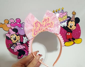Happy Birthday It's My Birthday Mickey and Minnie Mouse Ears