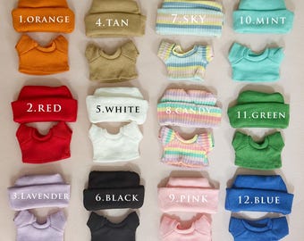 Personalisiertes individuelles Logo Schlüsselanhänger Puppenkleidung: Mütze und Shirt Set für 15-17 cm Puppen