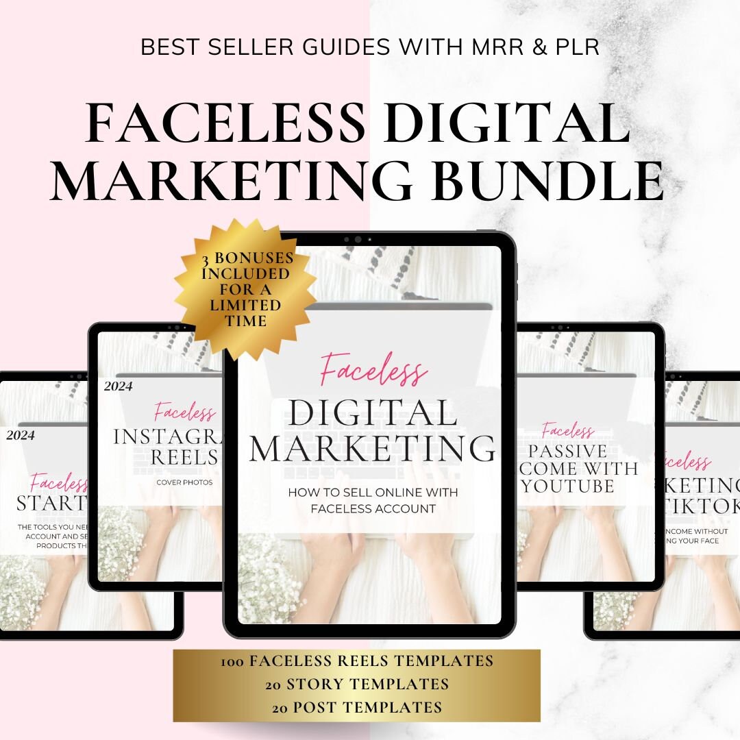FACELESS Digital Marketing Guide Bundle With Master Resell Rights MRR ...