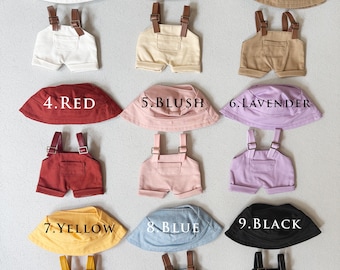 Personalized Custom Logo Mini Keychain Doll Clothes: Bucket Hat Overalls Set For 15-17cm Dolls