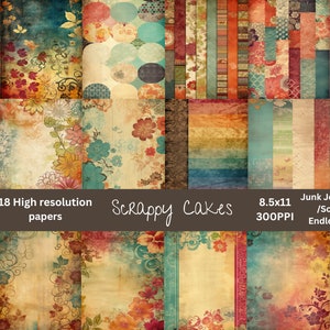 18 Alta resolución 8.5x11 in, hermosos papeles estilo Scrappy, digitales o impresos, diarios basura/álbum de recortes/sublimación/estacionario/posibilidades infinitas
