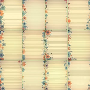 Lindo conjunto estacionário floral vintage, 12 papéis para impressão, forrados, estacionários + 3 papéis de envelope + 4 adesivos para impressão, vintage