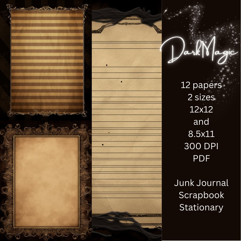 2 Sizes 12x12 and 8.5x11- 12 Printable Papers, Lined