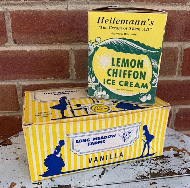 Vintage Ice Cream Boxes / Vintage Cardboard Boxes / Long Etsy