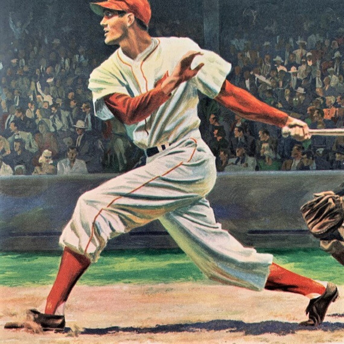 Sports Art Baseball illustration Vintage Sports Art 1950s Etsy