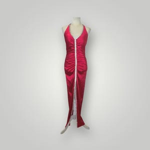 Pink Y2K Jump Apparel Prom Halter Dress With Rhinestones