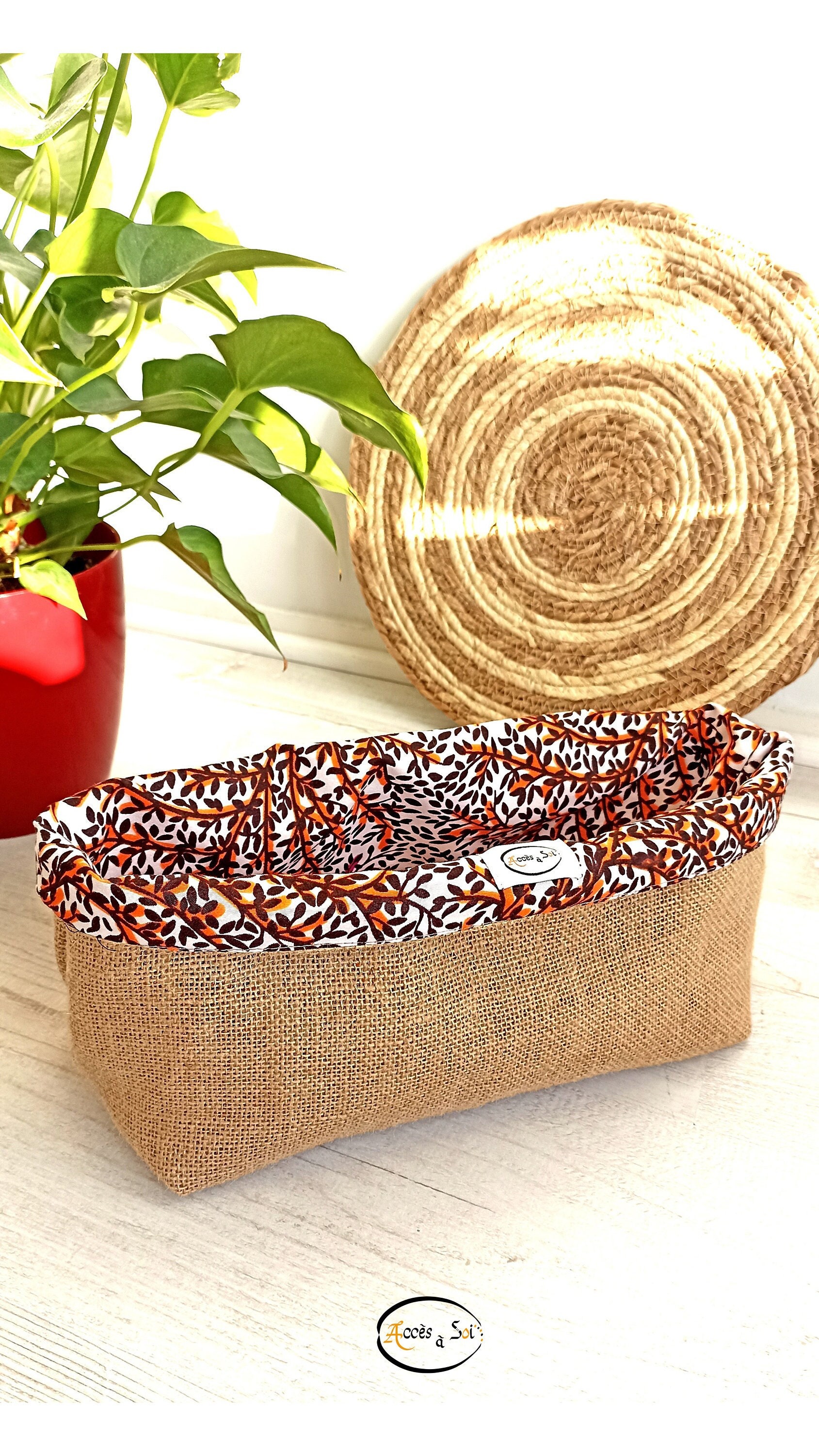 Panière en Jute Feuillage Japonais