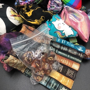 Mystery small dice bag and 7 pice dice set